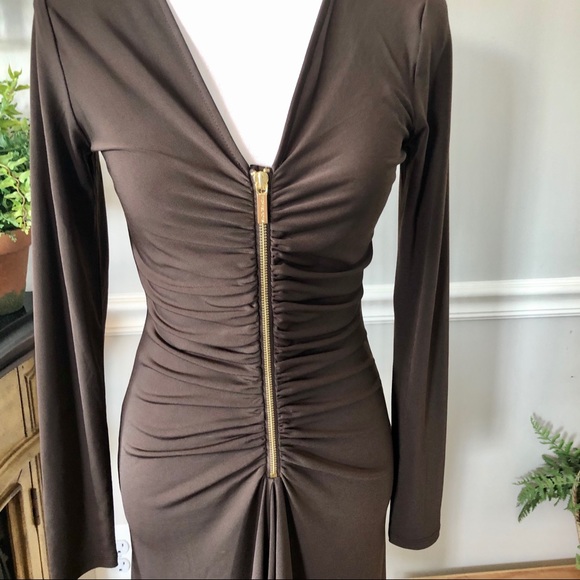 Michael Kors Stunning Zipper Brown Dress - Picture 2 of 14